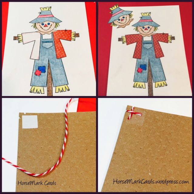 how to make a scarecrow card using layers and baker's twine, created by HorseMark Cards